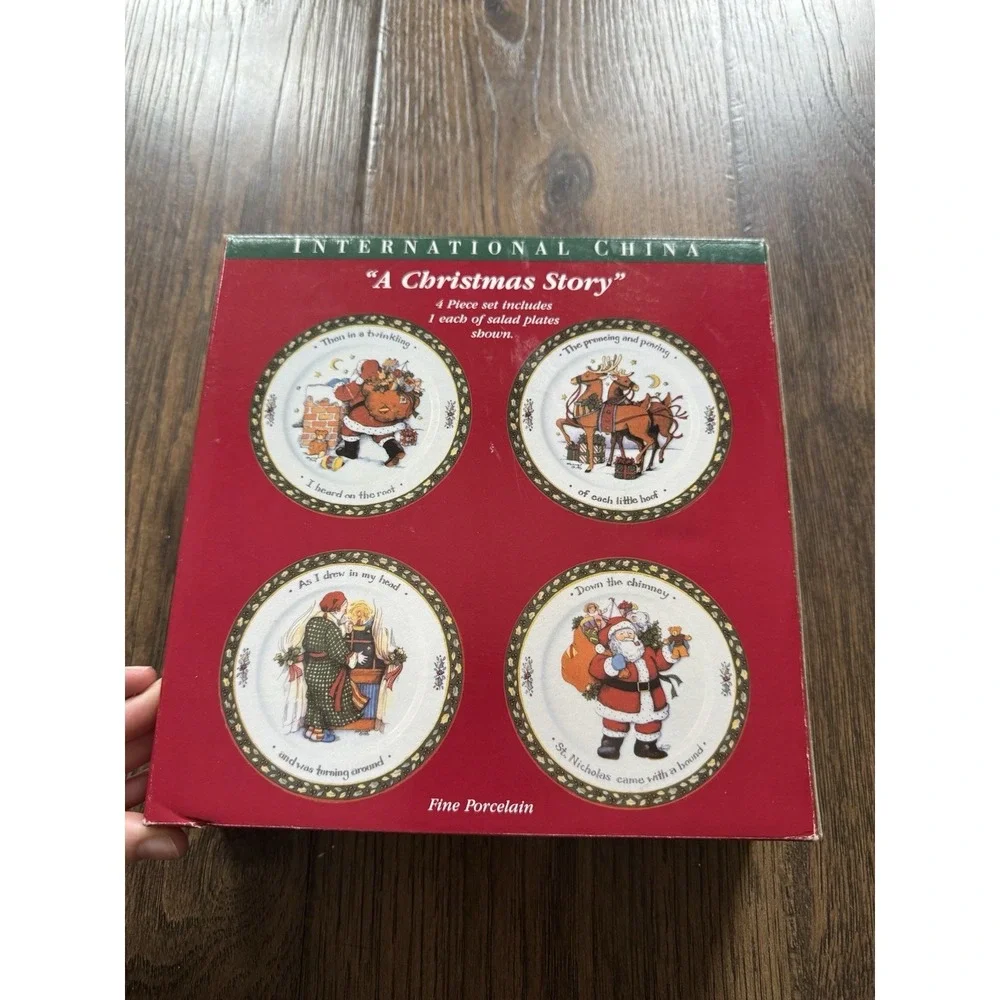 International China A Christmas Story 4 Snack Plates Porcelain 8in Santa